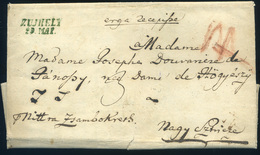 VÁGÚJHELY 1850.05.28. Portós Levél, Tartalommal, "erga Receppise" Kék "V.UJHELY" SLOVAKIA HUNGARY - ...-1850 Prephilately