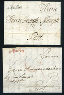 POZSONY 1783. 2db Portós Levél, Tartalommal Pestre Küldve, Fekete és Piros Ritka " V.Pressburg " Bélyegzéssel. Szép Dara - ...-1850 Prephilately