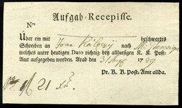 K.K.Post=Amt Arad 1789. Postamesteri Feladóvény 'Recepisse' , Szép és Ritka Darab! - ...-1850 Prefilatelia
