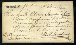 NESZMÉLY 1846. Szép Portós Levél, Tartalommal Nagykárolyba Küldve  /  1846 Nice Unpaid Letter Cont. To Nagykároly - ...-1867 Vorphilatelie