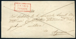 ZENGG 1841. Portós Levél , Piros, Keretes "ZENGG FRANCO" Bélyegzéssel Zágrábba Küldve  /  1841 Unpaid Letter, Red Framed - ...-1867 Prefilatelia