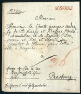 ROZSNYÓ / ROSENAU  1826. Cca. Portós Levél, Piros Bélyegzéssel Pozsonyba Küldve (G:600) Szép!  /  Ca 1826 Unpaid Letter  - ...-1867 Prephilately
