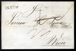 PESTH 1844. Portós Levél Tartalommal Bécsbe Küldve "WIEN TAX" Bélyegzéssel  /  1844 Unpaid Letter Cont. To Vienna "WIEN  - ...-1867 Prephilately