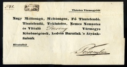 KOSTJÁN 1847. Dekoratív Ex Offo Levél Pozsonyba Küldve  /  1847 Decorative Official Letter To Pozsony - ...-1867 Prefilatelia
