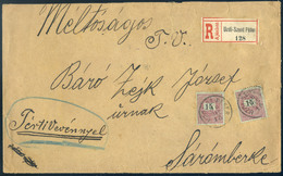 UZDISZENTPÉTER / Sânpetru De Câmpie 1898.2. Súlyfokozatu,ajánlott, Tértivevényes Levél 2*15Kr-ral Sáromberkére Küldve - Used Stamps