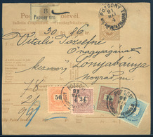POZSONY 1891. Csomagszállító, Négyszínű Bérmentesítéssel Lónyabányára Küldve. Szép! - Used Stamps