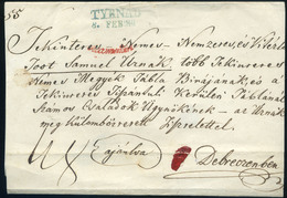 NAGYSZOMBAT  Ajánlott Levél Kék Dátumos "TYRNAU" + Piros "Recomendirt"  Debrecenbe Küldve Slovakia - ...-1867 Vorphilatelie