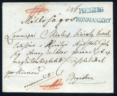 POZSONY 1839. Ajánlott Levél, Kék "PRESSBURG" "RECCOMANDIRT" Bélyegzéssel Bogátra Küldve (hátul Hiányos) - ...-1850 Vorphilatelie