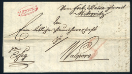 MITROVICZ 1832. Nagyon Szép Portós Levél, Tartalommal, Piros Bélyegzéssel Valpóra Küldve. (500p)  /  1832 Very Nice Unpa - ...-1867 Vorphilatelie