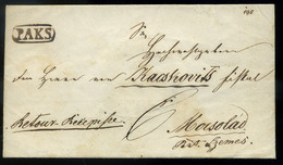 PAKS Szép Portós Levél, "erga Recepisse" Dekoratív Viasz Pecséttel Mocsoládra Küldve  /  Nice Unpaid Letter "erga Recepi - ...-1867 Prefilatelia