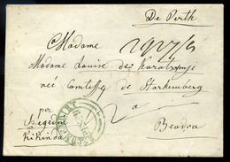 PEST 1842-50. Portós Levél, Zöld "RECOMENDIRT PEST" Bélyegzéssel Beodrára Küldve  (250p)  /  PEST 1842-50 Unpaid Letter  - ...-1867 Prefilatelia