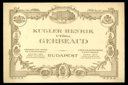 BUDAPEST Kugler Henrik, Gerbeaud , Ritka Régi Cégkártya - Unclassified