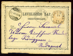 BEREMEND 1874. Judaica. 2kr -os Díjjegyes Levlap, Héber Szöveggel Budapestre Küldve  /  1874 Judaica 2kr Stationery P.ca - Usati