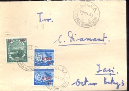 74268- AGRICULTURE, TRACTOR, PLANE, AUREL VLAICU, OVERPRINT STAMPS ON COVER, 1952, ROMANIA - Briefe U. Dokumente