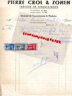 BELGIQUE- MECHELEN- RARE FACTURE PIERRE CROL & ZONEN- VERVOER EN VERHUIZINGEN-GENERAAL DE CEUNINKSTRAAT-1942 - Ambachten