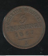 3 Pfenninge Allemagne Prusse 1867 A - SUP - Monedas Pequeñas & Otras Subdivisiones