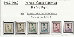 France Colis Postaux Non émis Essai De Couleur Du N° 4 (Dallay 34af ) Les 6 Neuf Sans Gomme Normal - Neufs