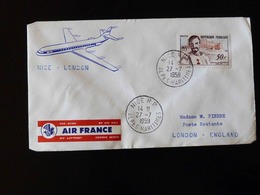 VOL AIR FRANCE  -  NICE - LONDON  -  1959  - - 1927-1959 Cartas & Documentos