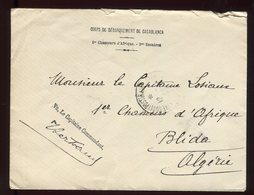 Maroc - Enveloppe En FM Du Corps De Débarquement De Casablanca Pour Blida En 1908 - N244 - Covers & Documents