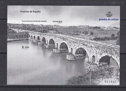 Nº 113 PRUEBA DE LUJO DE PUENTES DE ESPAÑA - PUENTE ROMANO DE MERIDA DEL AÑO 2013 EN SU FUNDA ORIGINAL - Proeven & Herdrukken