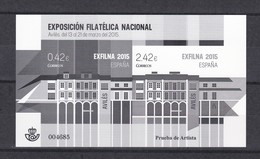 Nº 121 PRUEBA DE LUJO DE EXFILNA 2015 DE AVILES EN SU FUNDA ORIGINAL - Proofs & Reprints