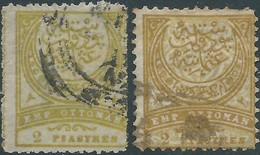 Turchia Turkey Ottomano Ottoman 1890 - 2 Pia,giallo Verdastro- 5 Pia,ocra- Used,Value €30,00 - Gebraucht