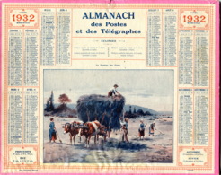 Almanach Postes Et Télégraphes 1932 Trés Bon état, Complet (3 Pages) - Grand Format : 1921-40
