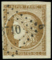 EMISSION DE 1849 - 1a   10c. Bistre-brun, Obl. PC 3710 D'ALGER, Nuance Soutenue Et 3 Grandes Marges, TTB/Superbe - 1849-1850 Cérès