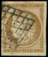 EMISSION DE 1849 - 1a   10c. Bistre-brun, Oblitéré GRILLE, TB - 1849-1850 Cérès