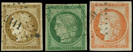 EMISSION DE 1849 - 1a, 2 Et 5, Oblitérés PC Ou GRILLE, Restaurés Ou Défx, B/TB. J - 1849-1850 Ceres