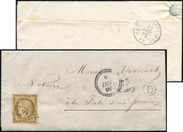 Let EMISSION DE 1849 - 1    10c. Bistre-jaune, Obl. PC 2764 S. LAC, Cursive 73/SAACY, Dateur B 9 DEC 1852, Boite D De PA - 1849-1850 Cérès