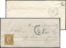 Let EMISSION DE 1849 - 1    10c. Bistre-jaune, Obl. PC 2764 S. LAC, Cursive 73/SAACY, Dateur B 9 DEC 1852, Boite D De PA - 1849-1850 Ceres