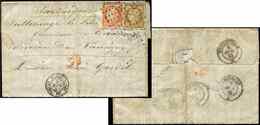 Let EMISSION DE 1849 - 1    10c. Bistre-jaune + N°5 40c. Orange, Filet Touché, Obl. ROULETTE De POINTS S. LAC, Càd PARIS - 1849-1850 Ceres