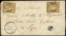 Let EMISSION DE 1849 - 1b   10c. Bistre-VERDATRE (2), Jolie Nuance, Obl. GRILLE S. LSC, Càd T15 GEX 6/7/51 Et Boite G, T - 1849-1850 Ceres