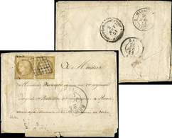 Let EMISSION DE 1849 - 1b   10c. Bistre-VERDATRE, PAIRE, Un Ex. Défx, Obl. GRILLE S. LAC Déchirée En Bas, Càd T13 BRIANC - 1849-1850 Ceres