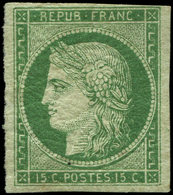* EMISSION DE 1849 - 2    15c. Vert, Grande Partie De Gomme Originale, Très Lég. Aminci Mais Très Frais Et Aspect TTB, C - 1849-1850 Ceres