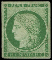 (*) EMISSION DE 1849 - 2    15c. Vert, TB, Certif. Calves - 1849-1850 Cérès