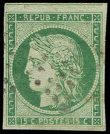 EMISSION DE 1849 - 2    15c. Vert, Filet De Voisin En Haut, Obl. ETOILE, TTB. Br - 1849-1850 Ceres