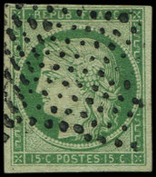EMISSION DE 1849 - 2    15c. Vert, Obl. Los. De 81 Pts D'annulation De Stock, TB. Br - 1849-1850 Ceres