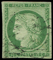 EMISSION DE 1849 - 2    15c. Vert, Obl. GRILLE SANS FIN, Frappe Légère, TB - 1849-1850 Cérès