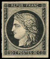 * EMISSION DE 1849 - 3    20c. Noir Sur Jaune, Impression RECTO-VERSO, TB. C - 1849-1850 Cérès