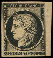 * EMISSION DE 1849 - 3b   20c. Noir Sur CHAMOIS, Bdf, TB - 1849-1850 Cérès