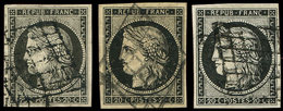 EMISSION DE 1849 - 3    20c. Noir Sur Jaune (2) Et 3a 20c. Noir Sur Blanc, Obl. GRILLE, TB - 1849-1850 Cérès