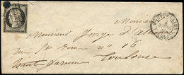 Let EMISSION DE 1849 - 3a   20c. Noir Sur Blanc, Obl. GRILLE Et Cachet De Cire Noir Sur Env., Càd T15 MONTPELLIER 8/9/49 - 1849-1850 Cérès
