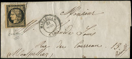 Let EMISSION DE 1849 - 3b   20c. Noir Sur CHAMOIS, Obl. GRILLE S. LSC, Càd T15 MARSEILLE 31/8/(49), TB - 1849-1850 Cérès