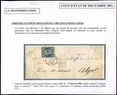Let EMISSION DE 1849 - 4    25c. Bleu Obl. PC 3515 Et Càd VENDOME 2/2/53 Sur LAC Adressée à Alger En Poste Restante, Let - 1849-1850 Cérès