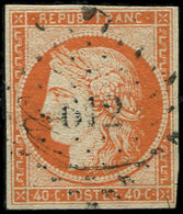 EMISSION DE 1849 - 5    40c. Orange, Oblitéré PC 612, TB. C - 1849-1850 Cérès