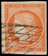 EMISSION DE 1849 - 5    40c. Orange, Obl. GRILLE SANS FIN, TB - 1849-1850 Ceres