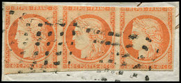 EMISSION DE 1849 - 5    40c. Orange, BANDE De 3 Défse, Obl. ROULETTE De GROS POINTS Sur Fragt, B/TB - 1849-1850 Ceres