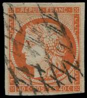 EMISSION DE 1849 - 5a   40c. Orange Vif, Oblitéré GRILLE SANS FIN, TTB - 1849-1850 Cérès